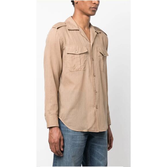 Saint Laurent Paris Voile Vintage Beige Button Down Size 39 (15.5) - Picture 1 of 9